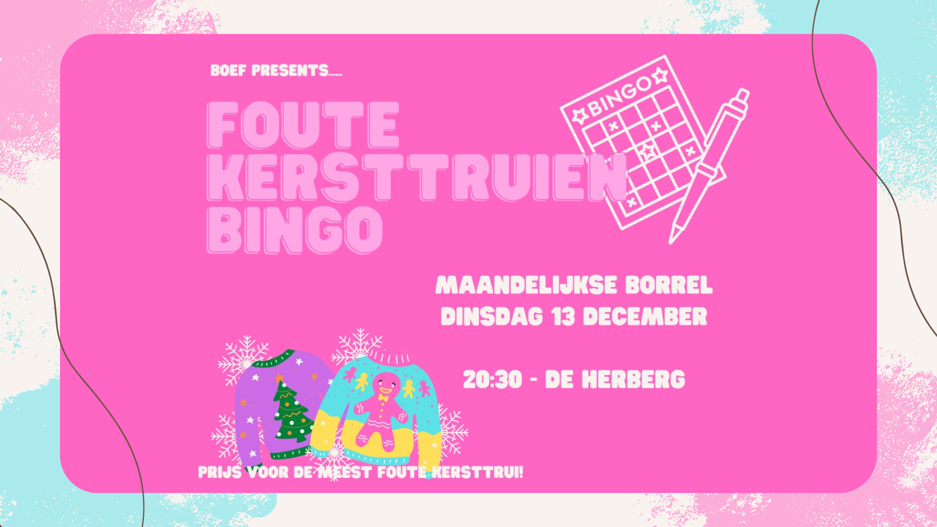 Maandelijkse borrel: Foute Kersttrui-BingoBorrel